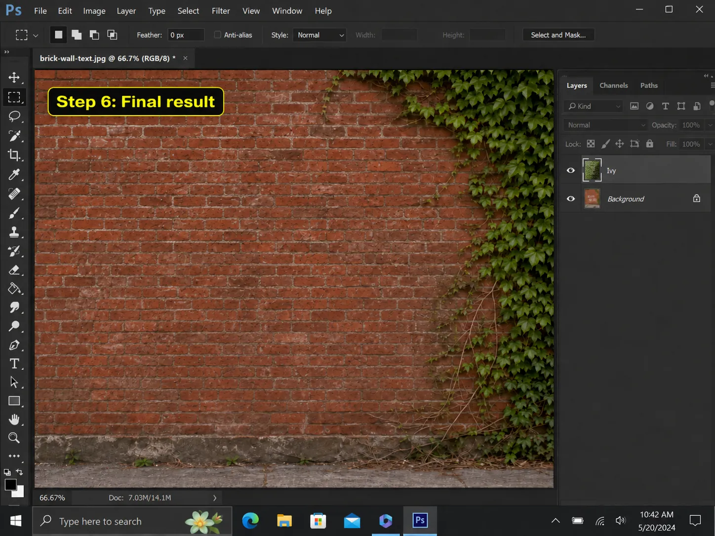 Step 6 final Photoshop image after text removal